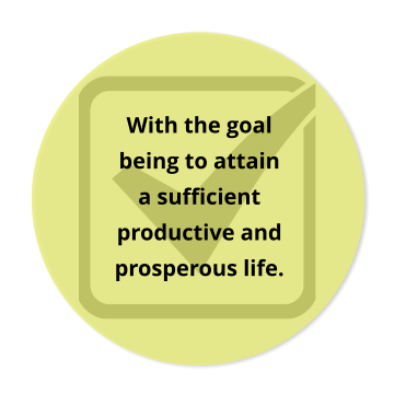 With the goal  being to attain  a sufficient  productive and  prosperous life.